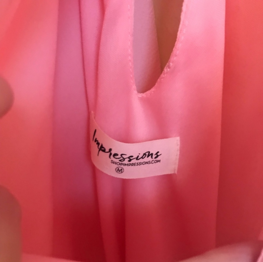 Pink Ruffle Neck Cocktail Dress - Picture 3 of 4